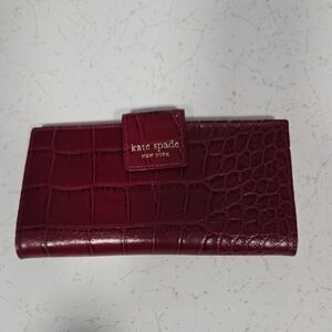 Kate Spade Deep Red Croc-Embossed Wallet